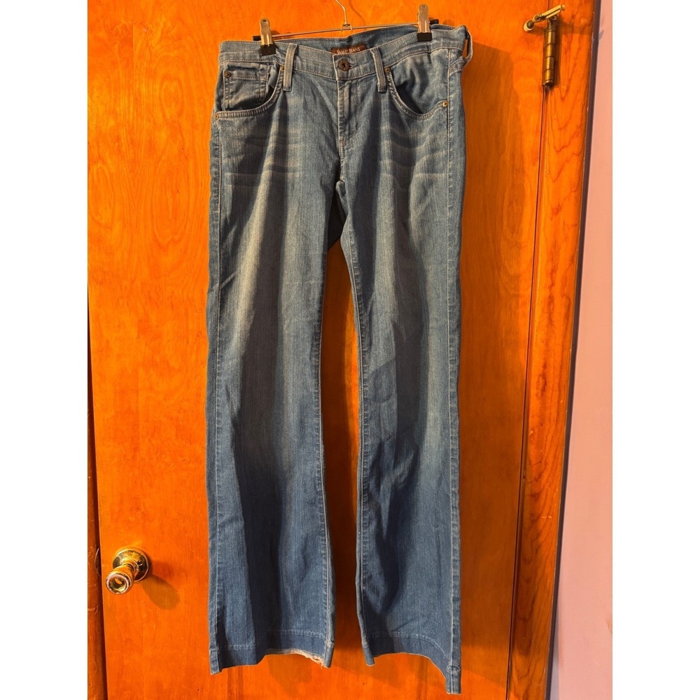 James Jeans Fly Boy Wide Leg Blue Denim Jeans Size 28 Made in USA Dry Aged Denim